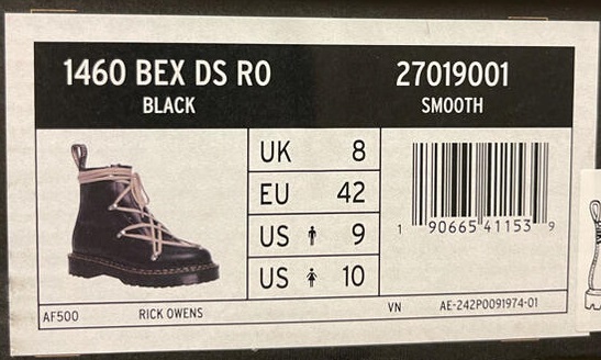Dr.Martens x Rick Owens lace-up boots "1460 BEX DS RO" | ドクターマーチン x リックオウエンス レースアップブーツ 1460 BEX DS RO 27019001